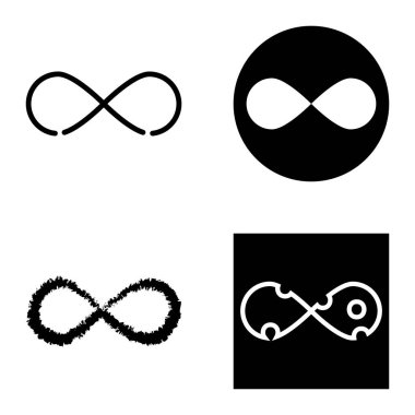 Sonsuz Düz Simge Seti Beyaz Arkaplanda İzole Edildi