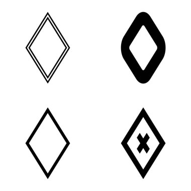 Rhombus Düz Simge Seti Beyaz Arkaplanda İzole Edildi