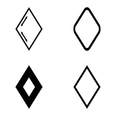 Rhombus Düz Simge Seti Beyaz Arkaplanda İzole Edildi
