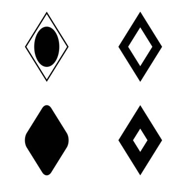 Rhombus Düz Simge Seti Beyaz Arkaplanda İzole Edildi