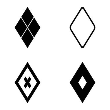 Rhombus Düz Simge Seti Beyaz Arkaplanda İzole Edildi