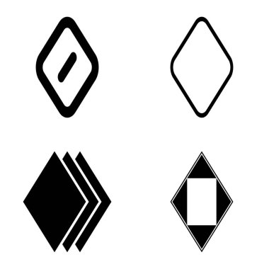 Rhombus Düz Simge Seti Beyaz Arkaplanda İzole Edildi