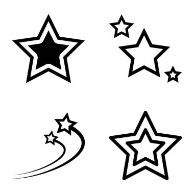 Yıldız1-2 Yıldız Şelalesi Düz Simge Seti Beyaz Arkaplanda İzole Edildi