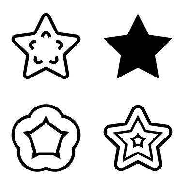 Yıldız1-2 Yıldız Şelalesi Düz Simge Seti Beyaz Arkaplanda İzole Edildi