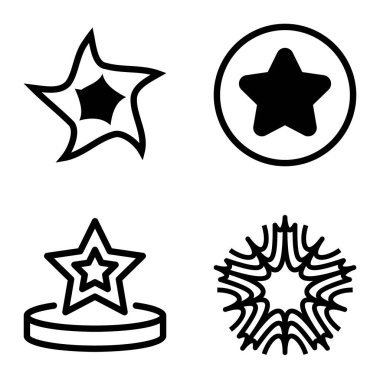 Yıldız1-2 Yıldız Şelalesi Düz Simge Seti Beyaz Arkaplanda İzole Edildi