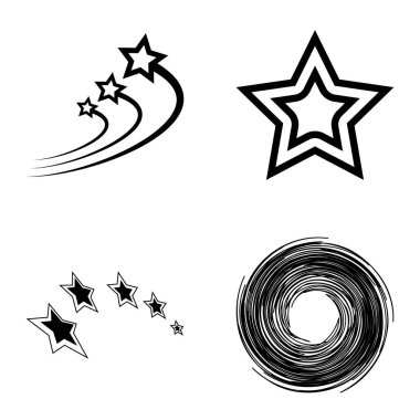 Yıldız1-2 Yıldız Şelalesi Düz Simge Seti Beyaz Arkaplanda İzole Edildi