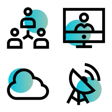 İletişim _ gradyan Düz Simge Seti Beyaz Arkaplanda İzole Edildi