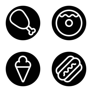 Fast food _ glyph Düz Simge Seti Beyaz Arkaplanda İzole Edildi