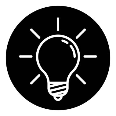 Ampul Fikri Düz Simgesi Beyaz Arkaplanda İzole Edildi