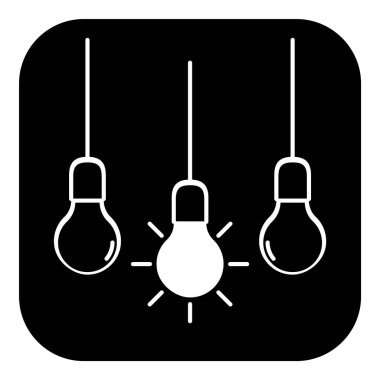 Ampul Fikri Düz Simgesi Beyaz Arkaplanda İzole Edildi