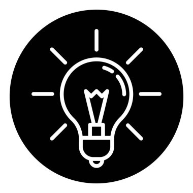 Ampul Fikri Düz Simgesi Beyaz Arkaplanda İzole Edildi