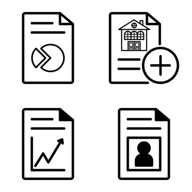 Doktor 1-2 Düz Simge Seti Beyaz Arkaplanda İzole Edildi