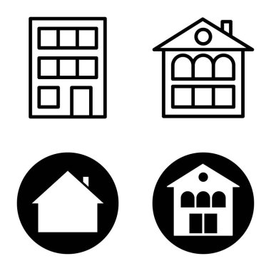 Düz Simge Seti Beyaz Arkaplanda Ayrı Tutulan Evler