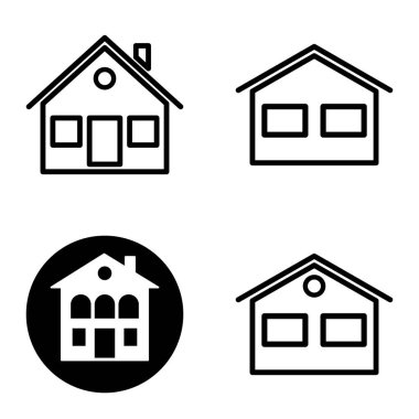 Düz Simge Seti Beyaz Arkaplanda Ayrı Tutulan Evler