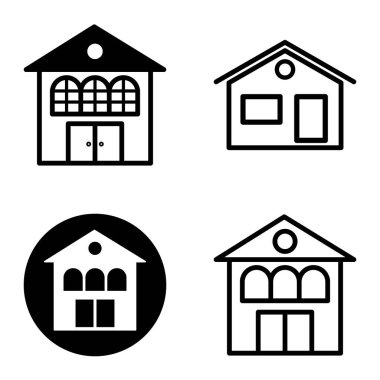 Düz Simge Seti Beyaz Arkaplanda Ayrı Tutulan Evler