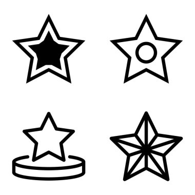 Yıldız Düz Simgesi Seti Beyaz Arkaplanda Ayrı Tutuldu