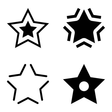 Yıldız Düz Simgesi Seti Beyaz Arkaplanda Ayrı Tutuldu