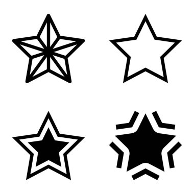 Yıldız Düz Simgesi Seti Beyaz Arkaplanda Ayrı Tutuldu