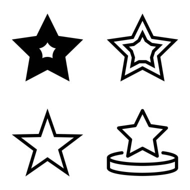 Yıldız Düz Simgesi Seti Beyaz Arkaplanda Ayrı Tutuldu