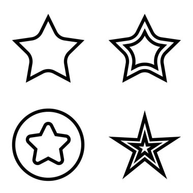 Yıldız Düz Simgesi Seti Beyaz Arkaplanda Ayrı Tutuldu