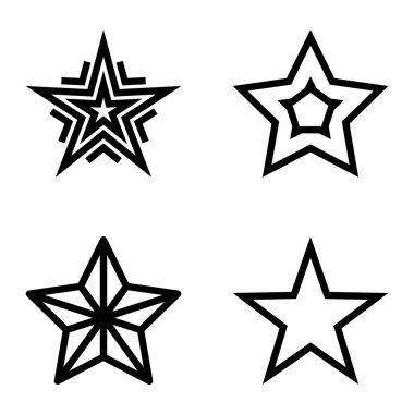 Yıldız Düz Simgesi Seti Beyaz Arkaplanda Ayrı Tutuldu