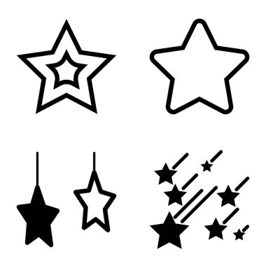 Yıldız Düz Simgesi Seti Beyaz Arkaplanda Ayrı Tutuldu