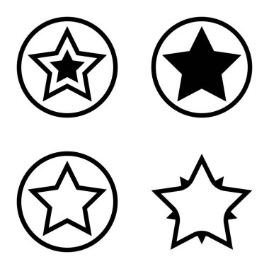 Yıldız Düz Simgesi Seti Beyaz Arkaplanda Ayrı Tutuldu