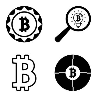 Bitcoins1-2 Düz Simge Seti Beyaz Arkaplanda İzole Edildi