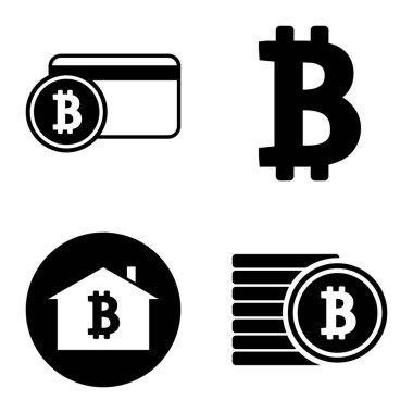 Bitcoins1-2 Düz Simge Seti Beyaz Arkaplanda İzole Edildi