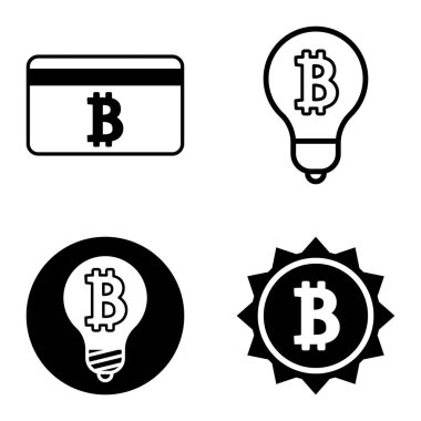 Bitcoins1-2 Düz Simge Seti Beyaz Arkaplanda İzole Edildi