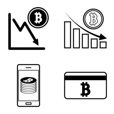 Bitcoins1-2 Düz Simge Seti Beyaz Arkaplanda İzole Edildi