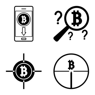 Bitcoins1-2 Düz Simge Seti Beyaz Arkaplanda İzole Edildi