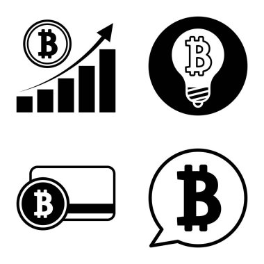Bitcoins1-2 Düz Simge Seti Beyaz Arkaplanda İzole Edildi