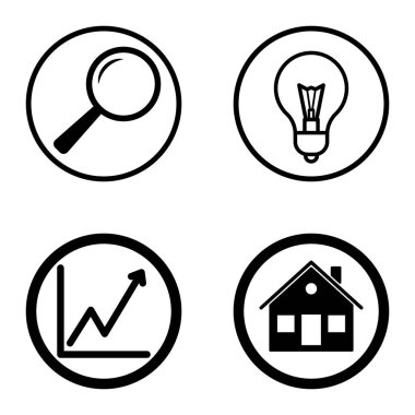 Daireler 1-2 Düz Simge Seti Beyaz Arkaplanda İzole Edildi