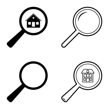 Büyüteçler Düz Simge Seti Beyaz Arkaplanda İzole Edildi