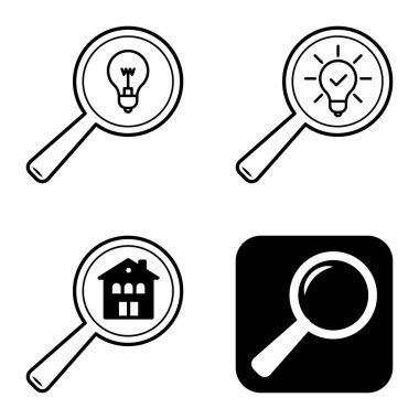 Büyüteçler Düz Simge Seti Beyaz Arkaplanda İzole Edildi