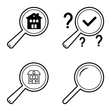 Büyüteçler Düz Simge Seti Beyaz Arkaplanda İzole Edildi