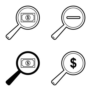 Büyüteçler Düz Simge Seti Beyaz Arkaplanda İzole Edildi