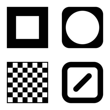 Kare Düz Simge Seti Beyaz Arkaplanda İzole Edildi