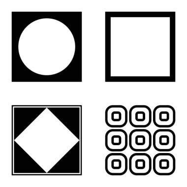 Kare Düz Simge Seti Beyaz Arkaplanda İzole Edildi