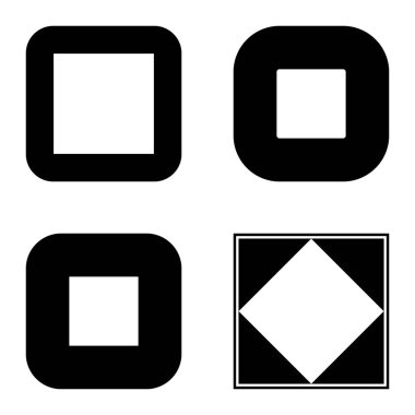 Kare Düz Simge Seti Beyaz Arkaplanda İzole Edildi