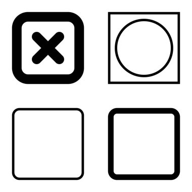 Kare Düz Simge Seti Beyaz Arkaplanda İzole Edildi