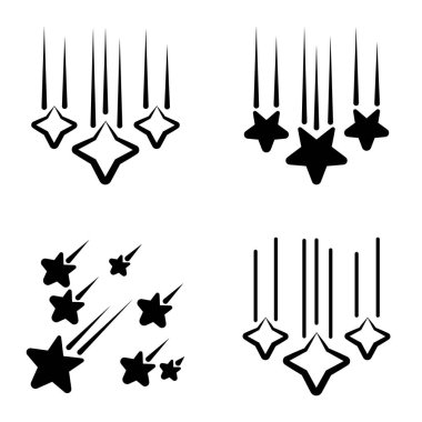 Yıldız Şelalesi Düz Simge Seti Beyaz Arkaplanda İzole Edildi