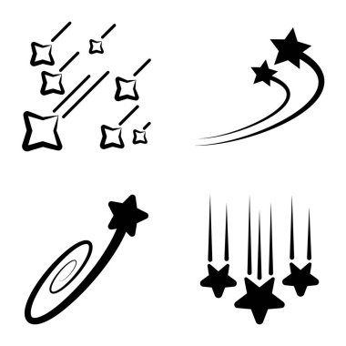 Yıldız Şelalesi Düz Simge Seti Beyaz Arkaplanda İzole Edildi