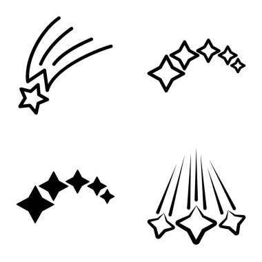 Yıldız Şelalesi Düz Simge Seti Beyaz Arkaplanda İzole Edildi