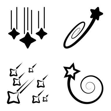 Yıldız Şelalesi Düz Simge Seti Beyaz Arkaplanda İzole Edildi