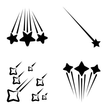 Yıldız Şelalesi Düz Simge Seti Beyaz Arkaplanda İzole Edildi