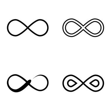 Sonsuz Düz Simge Seti Beyaz Arkaplanda İzole Edildi