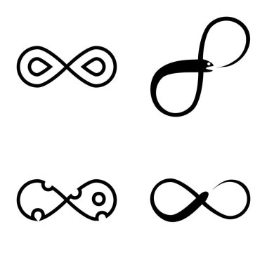 Sonsuz Düz Simge Seti Beyaz Arkaplanda İzole Edildi