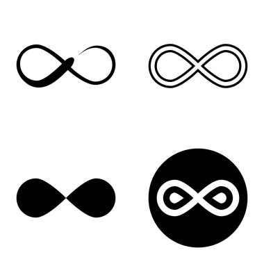 Sonsuz Düz Simge Seti Beyaz Arkaplanda İzole Edildi